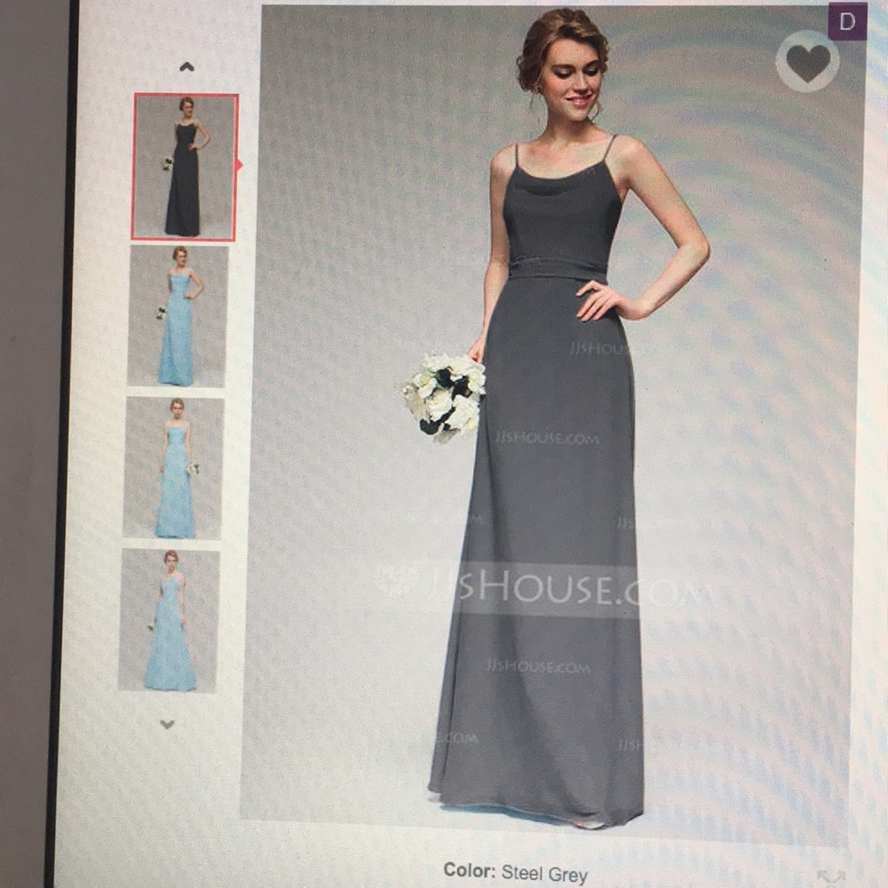 Steel gray bridesmaid dress